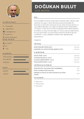 Gemi Kaptanı CV Örnekleri cv indir